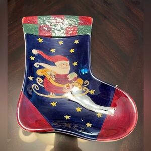 Festive Santa Claus Stocking Plate